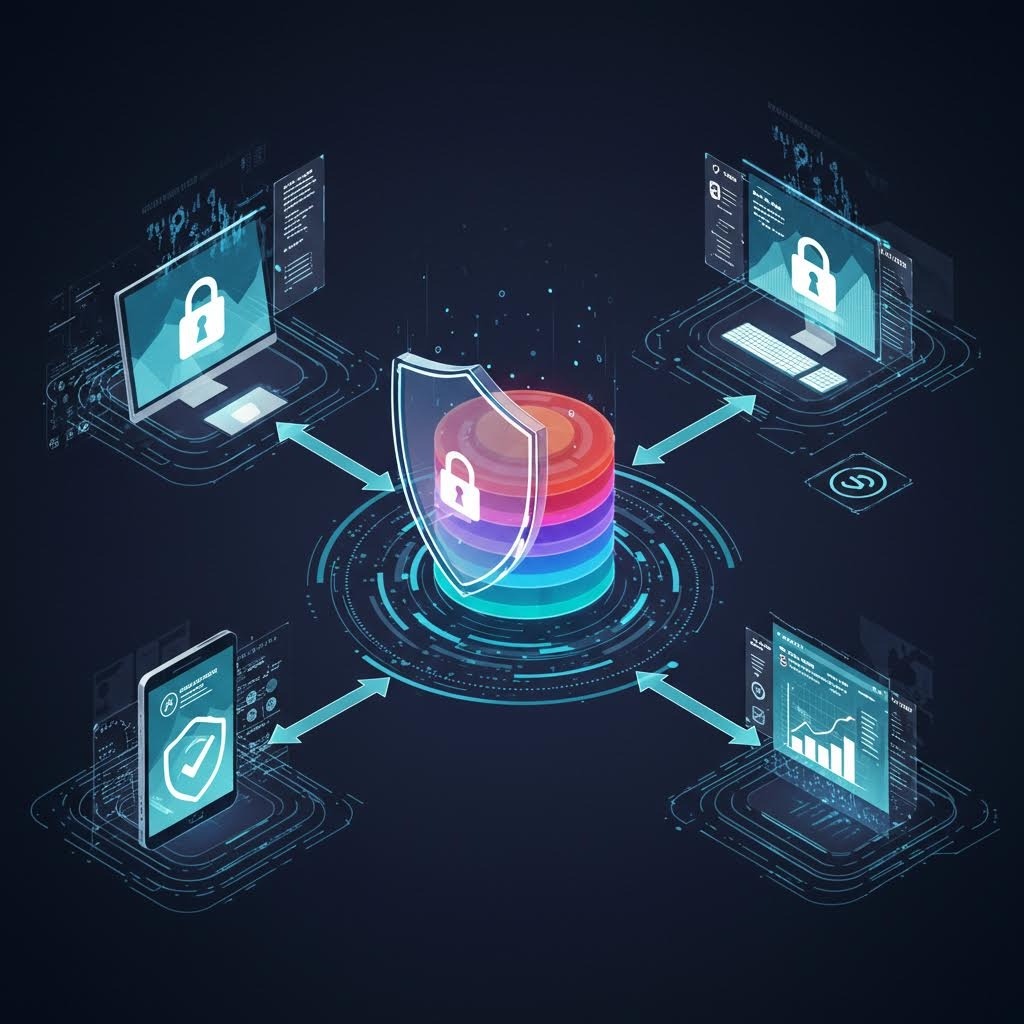 루믹스 데이터 보안 중심 멀티 디바이스 보호 아이소메트릭 네트워크