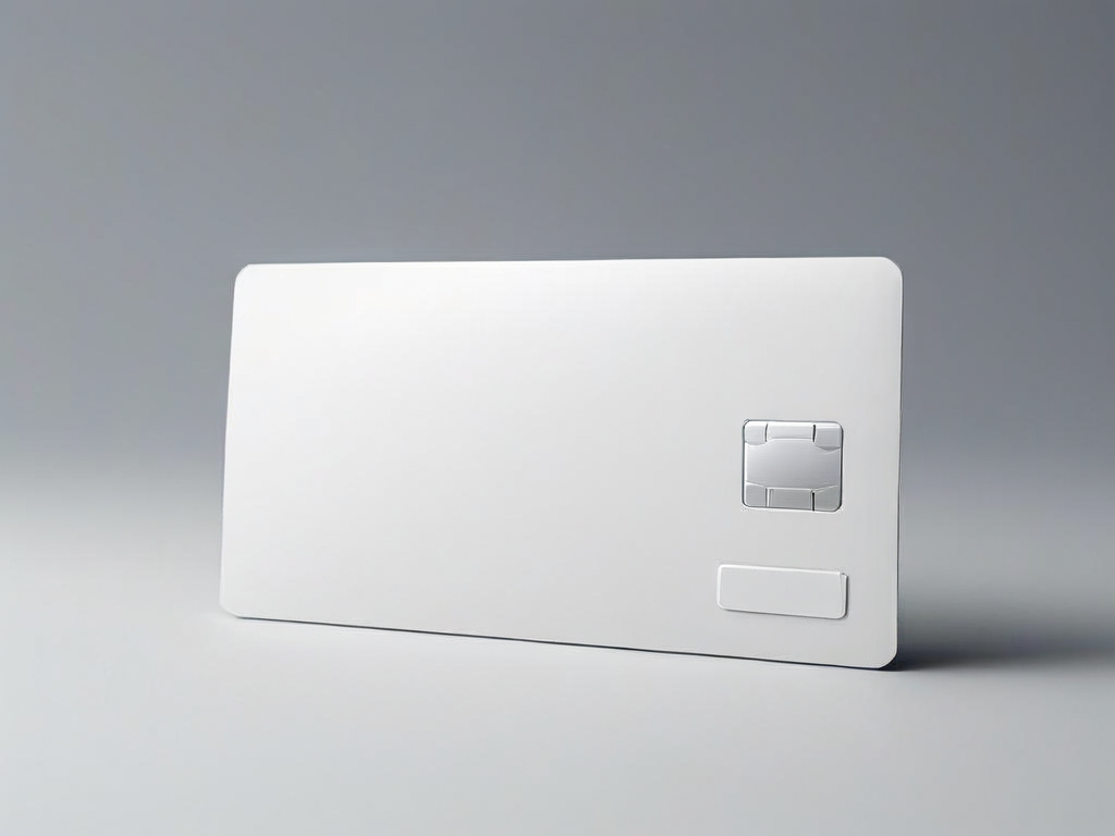 Payment card, envelope, and blank review card arranged on gray studio surface for billing verification.