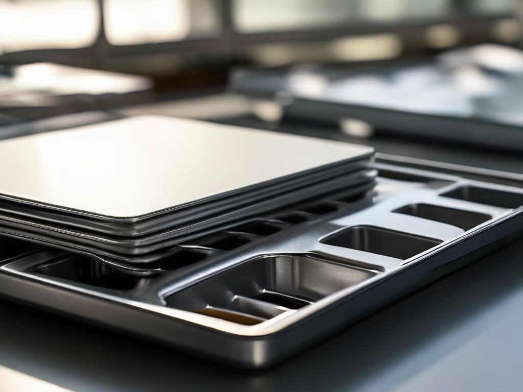 Blank divider cards in a compact storage tray on a brushed metal surface, with morning light and shallow depth of field.